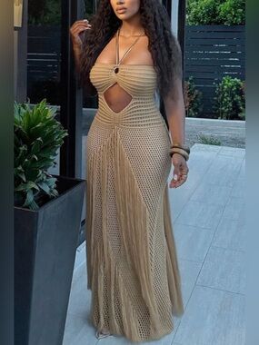 The Golden Hour Goddess Baddie Maxi Dress